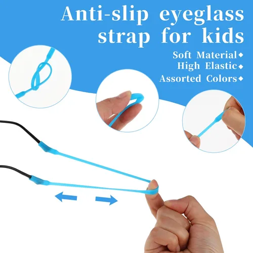 Miniatura 3 de Qianyu 12 correas elásticas para gafas deportivas, antideslizantes, de silicona para niños, correas de seguridad para gafas sin cola, retenedores