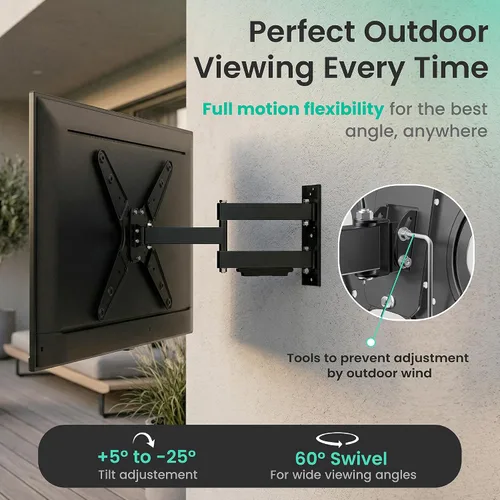 Miniatura 2 de ynVISION.DESIGN Soporte de pared articulado para TV resistente a la intemperie para exteriores compatible con Samsung Terrace y más televisores