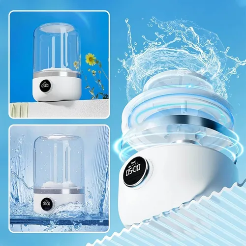 Miniatura 4 de Taza de lavandería ultrasónica portátil, taza de lavado portátil Turbo Spin - Mini lavadora inalámbrica recargable USB-C para ropa