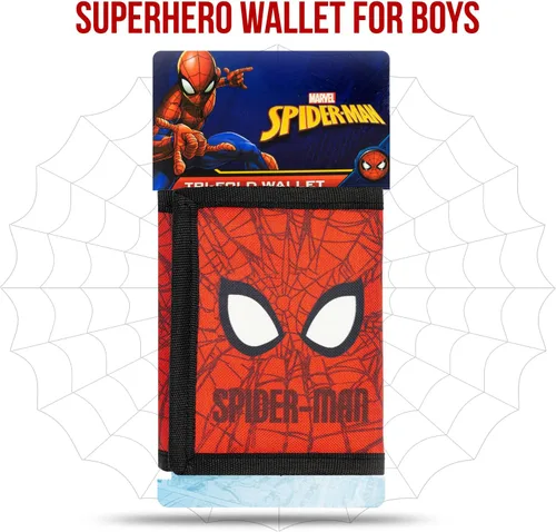 Miniatura 2 de Marvel Cartera de Spiderman para niños, cartera de hombre con Vengadores, cartera de hombre araña para niños, cartera plegable de Vengadores