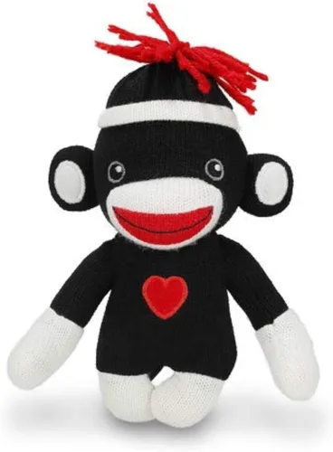 Plushland Adorable Mono de Calcetines, El Original y Tradicional Juguete de Animal de Peluche Tejido a Mano, Regalo de Marioneta de Muñeca Bebé para