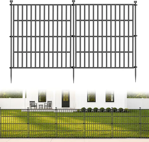 5 Paneles de Valla Decorativa para Jardín Exterior Sin Excavación para Patio, 24 pulgadas (Alto) X 10 pies (Largo) Valla Barrera para Animales