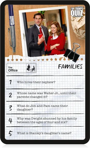 Miniatura 3 de Top Trumps The Office US Quiz Game, 500 preguntas para poner a prueba tu conocimiento y memoria en Dwight, Angela, Kelly, Kevin, Stanley, Phyllis