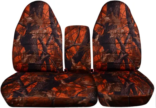 Miniatura 20 de Cubiertas para asiento de camioneta con diseño de camuflaje para 2001-2003 Ford F-150 (Asiento dividido 40/60 frontal) con consola, descansacabezas