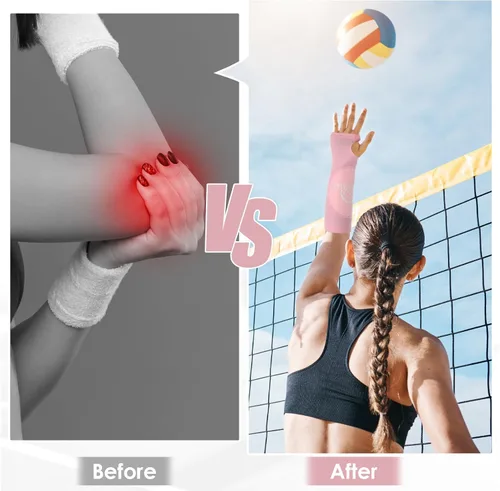 Miniatura 5 de Abeillo 1 par de mangas de voleibol para brazos, mangas de antebrazo para pasar y golpear con almohadillas de espuma de protección y orificio