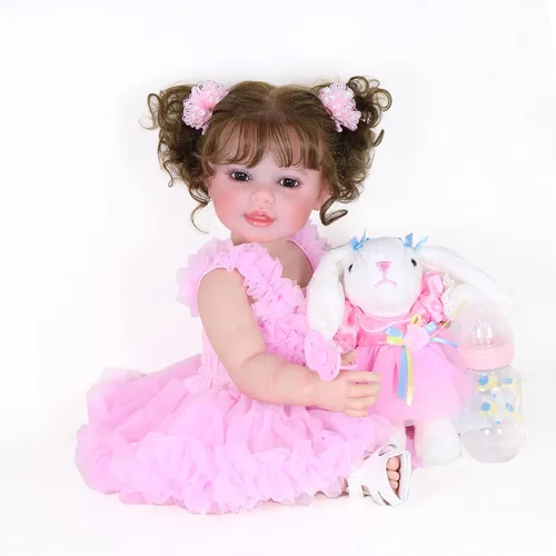 Miniatura 12 de Koala Cuddles - Muñeca realista Reborn de 22 pulgadas con pelo enraizado, cara pintada a mano en 3D y cuerpo de vinilo suave completo, atuendo rosa