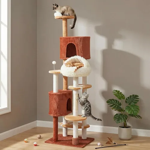 Miniatura 13 de Erinnyees Árbol de flores para gatos, torre para gatos de 38.2 pulgadas, torre de árbol de gatito de varios niveles para interiores, casa de gatitos