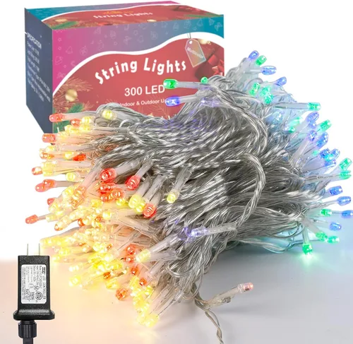 Miniatura 7 de LJLNION Guirnalda de 300 luces LED para exteriores e interiores, luces de Navidad extralargas de 98.5 pies, 8 modos de iluminación, luces de hadas