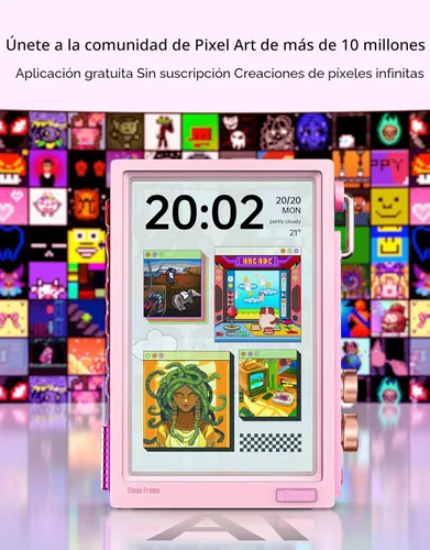 Miniatura 7 de Divoom Times Frame - Marco de fotos digital WiFi de 10.1 pulgadas con 64 GB, aplicación gratuita sin tarifas de suscripción, soporta carga de Rosa