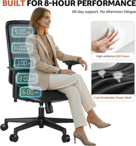 Miniatura 4 de ErgoSift Silla de oficina M1 ergonómica, sillas de escritorio de oficina de malla para el hogar con soporte lumbar ajustable, cómoda silla