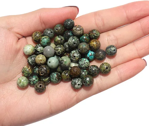 Miniatura 4 de 100 cuentas de piedra natural de 0.315 pulgadas (0.315 in), piedras preciosas redondas sueltas, piedra de energía curativa para hacer pulseras, 100