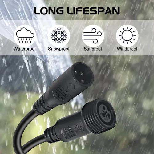 Miniatura 5 de Cable de cable de luces de escenario al aire libre, cable DMX aterproof de 3.3 ft/3.2 pies con XLR macho para luz Par LED impermeable usada por