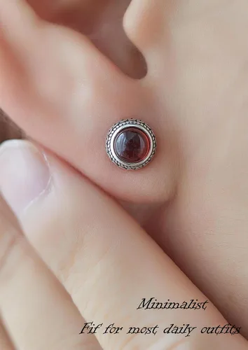 Miniatura 13 de Aretes de plata de ley con piedra natal de cristal real, joyería para mujer, moda occidental 925, envejecida, bohemia, hecha a mano, el mejor regalo