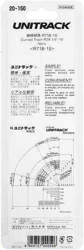 Miniatura 5 de Kato USA Model Train Products Unitrack, 28.268 in (28 1/4") Radius 15 grados Curve Track (4 piezas)