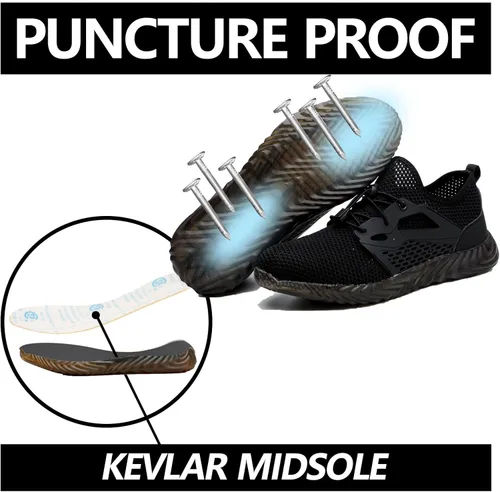 Miniatura 61 de SUADEX Zapatos deportivos con punta de acero para hombres y mujeres, indestructibles, ligeros, cómodos, antideslizantes, puntera compuesta