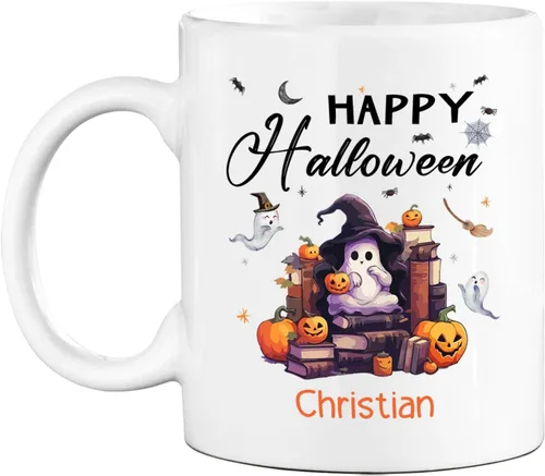 Miniatura 20 de Taza de café blanca personalizada de Halloween Besties, Besties Forever y 3 tazas de café Boo de 11 onzas y 15 onzas, bonita taza de cerámica Boo