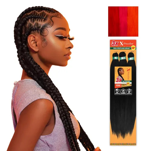 Miniatura 36 de Sensationnel X-Pression - Trenzas prestiradas, 3 unidades, 58 pulgadas, paquete de 1 unidad, 1B