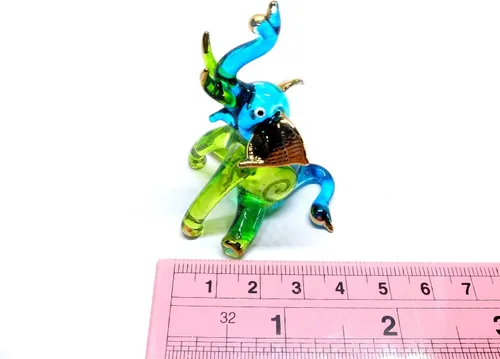 Miniatura 5 de Paquete de 2 figuras de elefante de cristal soplado de 2 pulgadas hechas a mano, figuras de elefante sentado y de pie, ideas coleccionables