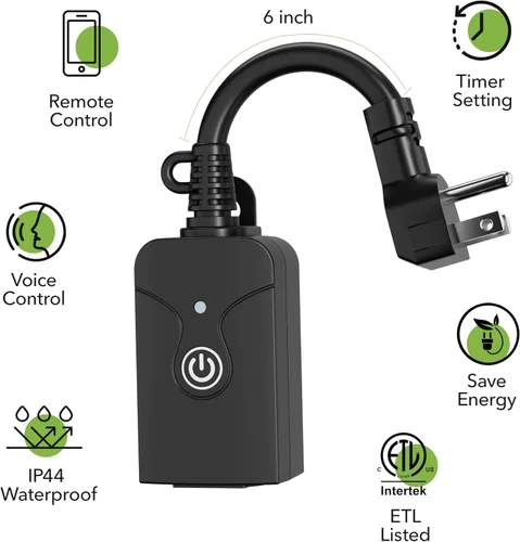 Miniatura 2 de Enchufe WiFi inteligente para exteriores, temporizador Wi-Fi resistente HBN con una toma de tierra, control remoto inalámbrico por aplicación
