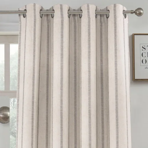Miniatura 53 de DriftAway - Cortinas de Lino Mezcla de Granja 100% Opacas de 84 Pulgadas de Largo para Dormitorio, Cortinas Verticales Rayadas Impresas de Lino