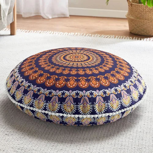 Codi - Cojines de suelo para meditación, grandes y redondos para adultos, diseño bohemio de mandala para exteriores, chimenea, yoga, sala de estar,