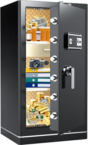 Caja fuerte grande de 8.1 pies cúbicos para el hogar, caja de seguridad digital ignífuga con bolsa impermeable e ignífuga, caja de seguridad para