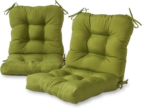 Miniatura 46 de Cojines para silla de exterior con bisagras, diseño de una sola pieza, cojín reversible para asiento y respaldo de patio con lazos, tela