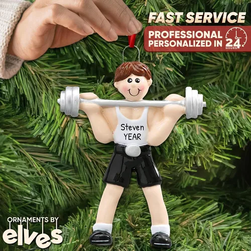 Miniatura 2 de Adornos de levantamiento de pesas personalizados para árbol de Navidad, adorno de entrenamiento, adorno de levantamiento de pesas, adorno de barra