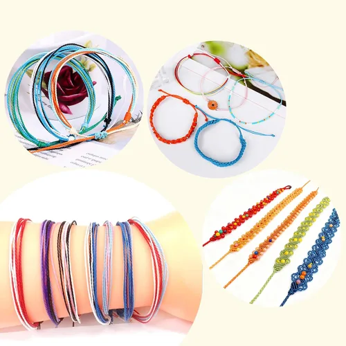 Miniatura 7 de Cuerdas enceradas de poliéster para hilo de coser de cuero para macramé, pulseras, manualidades o proyectos de cuero (12 colores brillantes)