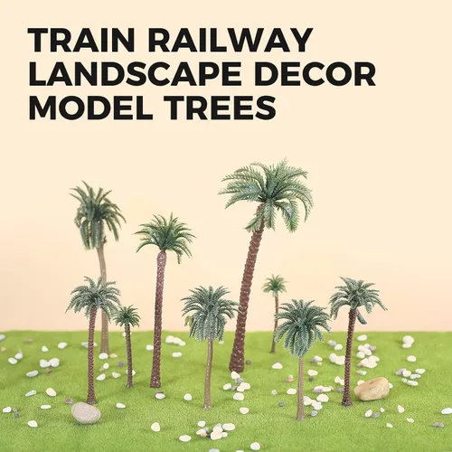 Miniatura 4 de Yetaha 48 piezas de árboles modelo de palmera de coco, modelo de paisaje, palmera de plástico, paisaje en miniatura, paisaje en diorama, árbol