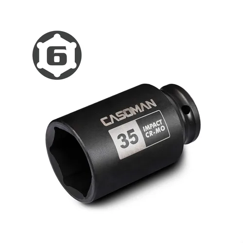 Miniatura 3 de CASOMAN Enchufe de impacto de 6 PT de 1/2" x 1.378 in de profundidad, CR-MO, 1/2 pulgada de transmisión de 6 puntos para una fácil extracción