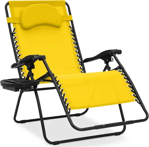 Miniatura 26 de Best Choice Products Silla de gravedad cero de gran tamaño, plegable para patio al aire libre, reclinable, con soporte para tazas, bandeja de Verde