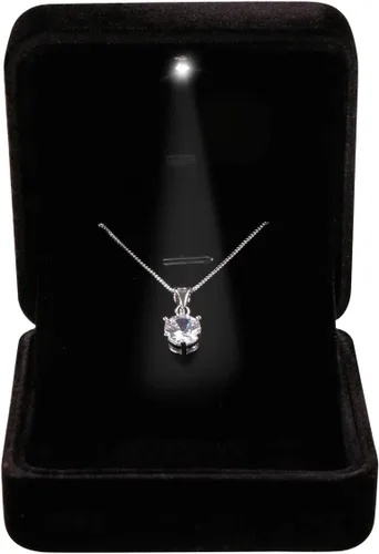 Caja de terciopelo de metal brillante con colgante LED, caja de collar, caja de pulsera para pareja, caja de regalo para el día de San Valentín,
