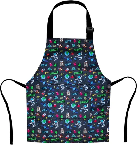 Miniatura 10 de Delantal de Dinosaurio para Niños Varones con Bolsillo, Delantales de Unicornio para Niñas para Cocinar, Pintar, Delantal de Cocina para Niños de 3