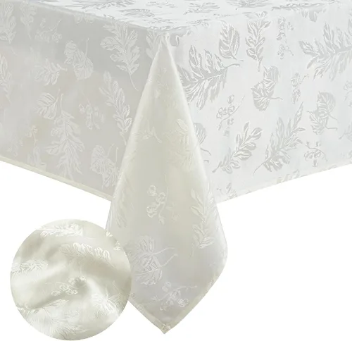 Miniatura 9 de Elrene Home Fashions. - Elegante mantel de damasco, diseño de hojas tejidas.