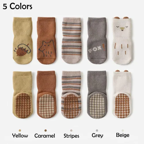 Miniatura 2 de Exegawe Baby Non Slip Socks Winter 5 Pairs Kid Thick Warm Crew Socks with Grips