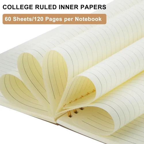 Miniatura 2 de Cuaderno de espiral a rayas, paquete de 6 cuadernos rayados para el trabajo y la escuela, diarios A5 a granel, tapa suave, diario de viaje