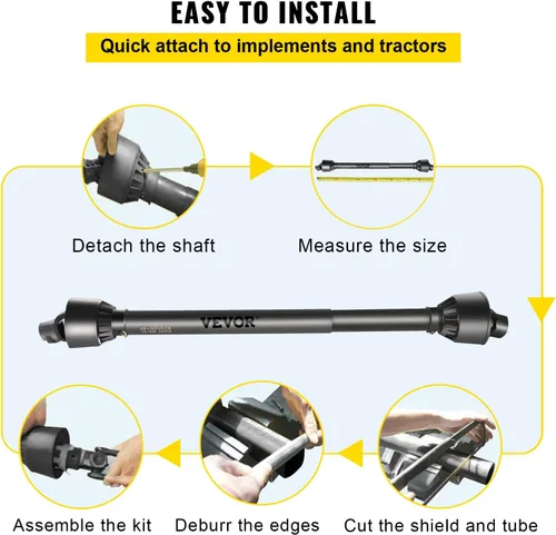 Miniatura 6 de VEVOR Eje de transmisión PTO, Eje de transmisión PTO de 1-3/8", Eje de transmisión PTO con 6 ranuras para tractor y extremo redondo