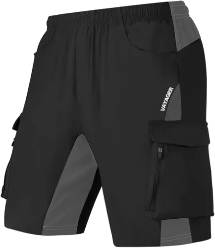 VAYAGER Pantalones cortos tipo cargo de senderismo para hombre, ligeros, con múltiples bolsillos, para viajes al aire libre, pesca, campamento