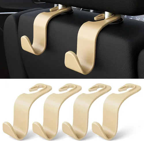 Amooca - Gancho para reposacabezas de asiento de coche, 4 unidades, organizador de almacenamiento universal para bolso de mano, abrigo, ajuste