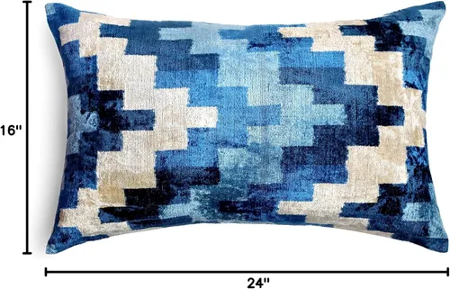 Miniatura 10 de CANVELLO -Exquisita almohada/cojín de plumón: almohadas de plumas elegancia y arte Almohadas icónicas con diseño Ikat Seda de terciopelo suave