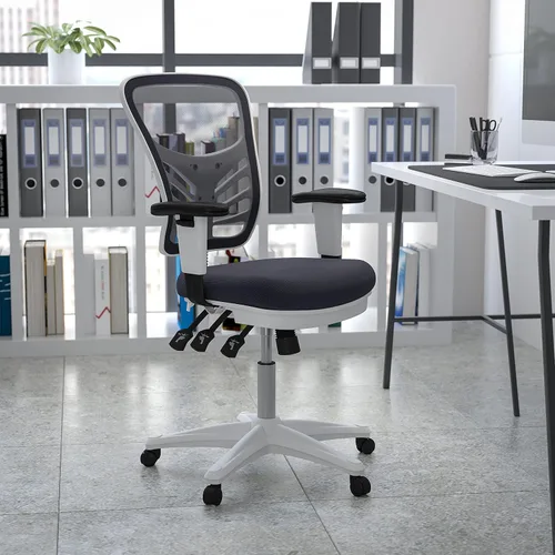 Miniatura 2 de Flash Furniture Nicholas Silla Giratoria de Respaldo Medio para Oficina y Juegos, Silla de Oficina Ergonómica de Malla con Soporte Lumbar y Altura