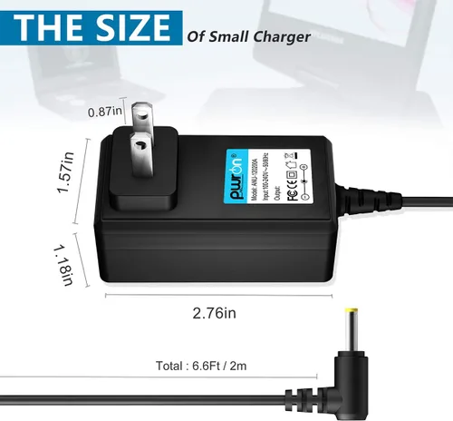 Miniatura 5 de Cable de 6.6 pies 12V AC a DC adaptador compatible con Sylvania 7" 9" 10" reproductor de DVD portátil SDVD7014 SDVD7015 SDVD7027 SDVD8009 SDVD8727