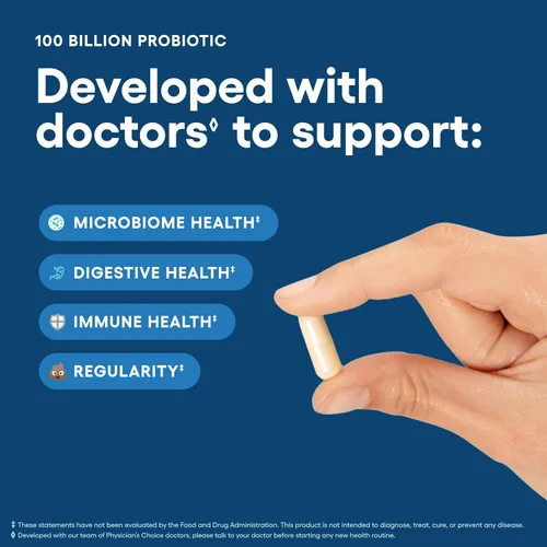 Miniatura 3 de Physician's CHOICE 100 mil millones de probióticos avanzados, 16 cepas + prebióticos orgánicos, salud digestiva e intestinal, apoya el estreñimiento