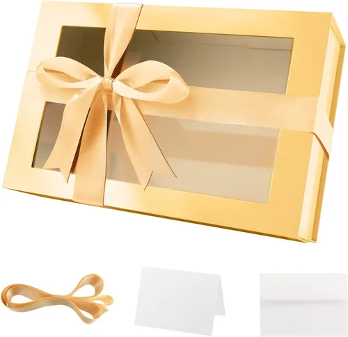 Miniatura 40 de PACKQUEEN 5 cajas de regalo negras grandes con ventanas, 13.5 x 9 x 4.1 pulgadas, cajas de regalo con ventanas transparentes para regalos que