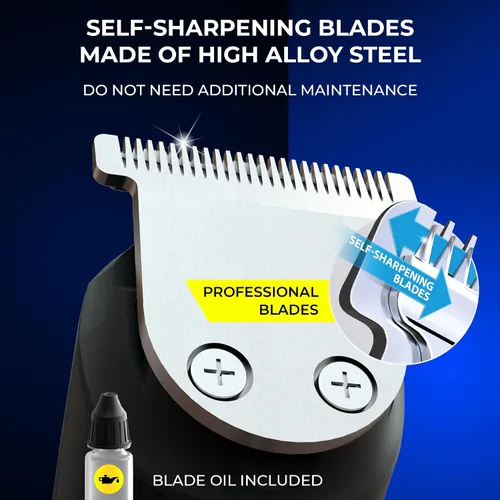 Miniatura 2 de MANECODE® Cortadora de barba y cabello para hombres – Self-Sharp Blades® USB-C, impermeable, pantalla LED, kit de aseo múltiple