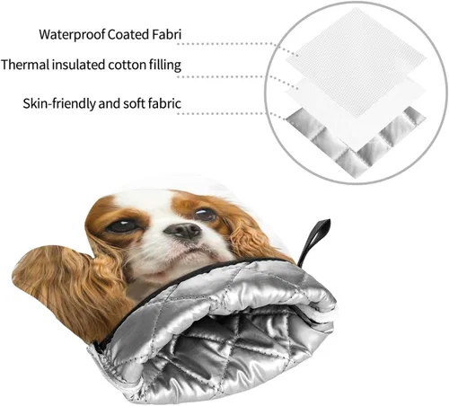 Miniatura 8 de Cavalier King Charles Spaniel - Juego de 4 manoplas para horno y ollas para perros, resistentes al calor, con capa interior de algodón Cavalier King