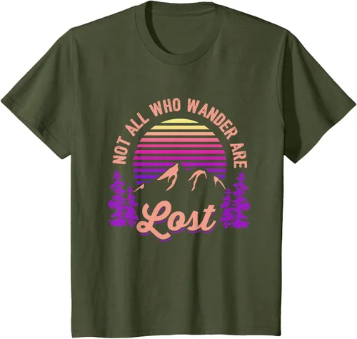 Miniatura 10 de Not All Who Wander Are Lost Vintage Mountains - Camiseta de senderismo, Negro, S
