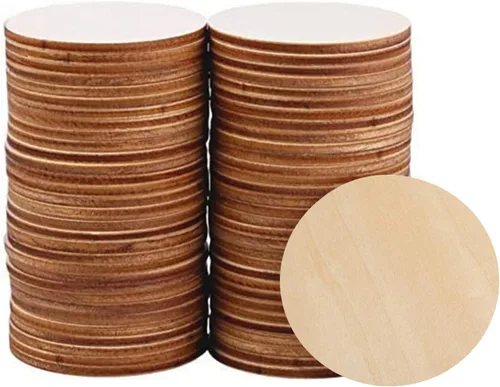 Paquete de 60 círculos de madera de 4 pulgadas para manualidades, rondas de madera sin terminar para pintar, manualidades infantiles, quemar,
