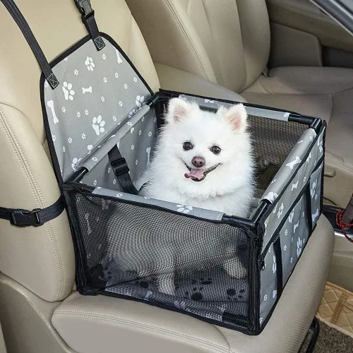 Miniatura 9 de GENORTH Asientos de coche para perros pequeños para perros pequeños, asiento elevador portátil para cachorros/mascotas con correa de clip y ventana